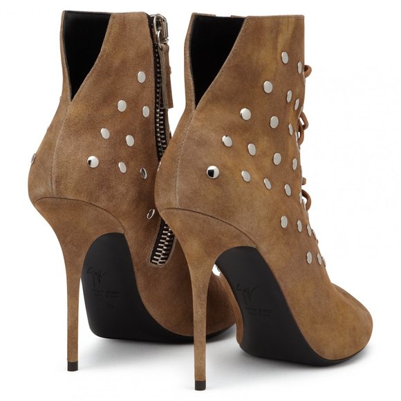 Giuseppe Zanotti Tan 'Jenny' Studded Booties SIZE 7.5 (EU 38) - Picture 5 of 13